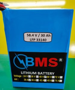 LifePo4 Battery, 58.4 Cutoff 30Ah (Blue Sleeve Without Cabinet)